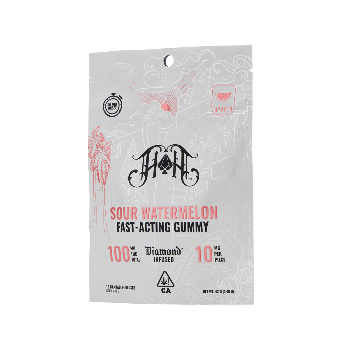 Sour Watermelon | Hybrid - Fast-Acting Gummies - 100mg THC